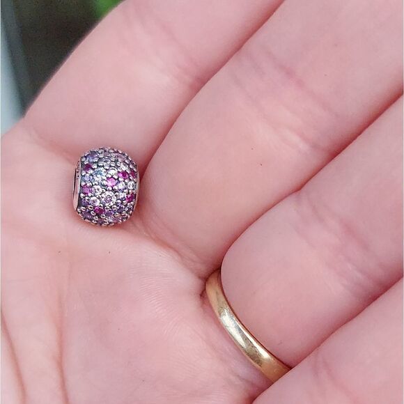 925 Sterling Silver Purple CZ Charm - Picture 2 of 5